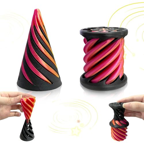 KAL-Spiral Fidget Spielzeug, 3D Gedrucktes Fidget Spielzeug, Spiralkegel Zahnrad Spinner Zappelspielzeug, Pour Statue Pour La Décoration De Bureau (Kegel+Zylinder)