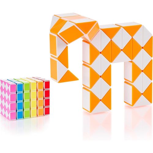 Magic Snake Cube | Jouet de Poche pour Les Enfants de 4 à 8 Ans | Cadeau Anniversaire Enfants invites | Cadeau pour élèves - 48 Blocs | 2,3 mm x 1,8 mm | Orange