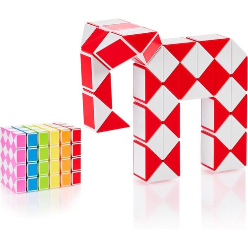 KAL-® Magic Snake Cube | Jouet De Poche Pour Les Enfants De 4 À 8 Ans | Cadeau Anniversaire Enfants Invites | Cadeau Pour Élèves - 48 Blocs | 2,3 Mm X 1,8 Mm | Rouge