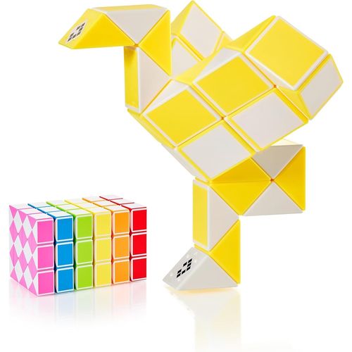 Magic Snake Cube | Jouet de Poche pour Les Enfants de 4 à 8 Ans | Cadeau Anniversaire Enfants invites | Cadeau pour élèves - 36 Blocs | 2,3 mm x 1,8 mm | Jaune