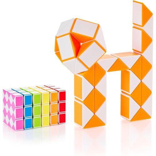 Magic Snake Cube | Jouet de Poche pour Les Enfants de 4 à 8 Ans | Cadeau Anniversaire Enfants invites | Cadeau pour élèves - 36 Blocs | 2,3 mm x 1,8 mm | Orange