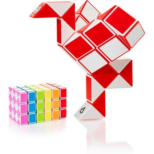KAL-® Magic Snake Cube | Jouet De Poche Pour Les Enfants De 4 À 8 Ans | Cadeau Anniversaire Enfants Invites | Cadeau Pour Élèves - 36 Blocs | 2,3 Mm X 1,8 Mm | Rouge
