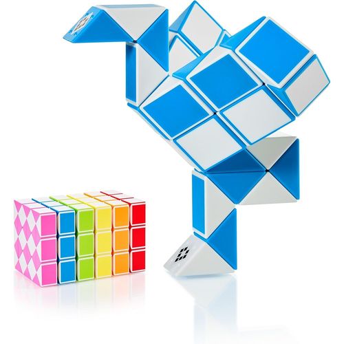 Magic Snake Cube | Jouet de Poche pour Les Enfants de 4 à 8 Ans | Cadeau Anniversaire Enfants invites | Cadeau pour élèves - 36 Blocs | 2,3 mm x 1,8 mm | Bleu
