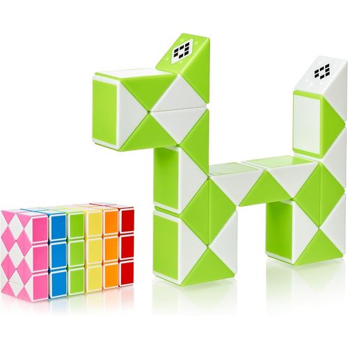 KAL-Magic Snake Cube | Jouet De Poche Pour Les Enfants De 4 À 8 Ans | Cadeau Anniversaire Enfants Invites | Cadeau Pour Élèves - 24 Blocs | 2,3 Mm X 1,8 Mm | Vert