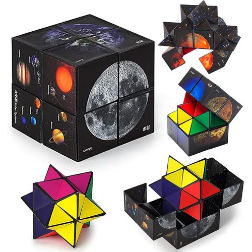 KAL-2 En 1 Cube Magique Du Ciel Étoilé,Star Cube Magique,3D Puzzle Cube,Cube 3D Infini, Jouet Anti Stress Enfant Ciel Étoilé,Idée Cadeau Anniversaire Garçon Fille 6-12 Ans Cube Pour Enfant Et Adulte