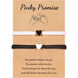 Kal-Bracelet Couple Cadeau Pour Amoureux -Homme Femme -Anniversaire, Noël Pour Petite Amie, Petit Ami, Mari, Épouse, Famille, Amis (Noir + Blanc)