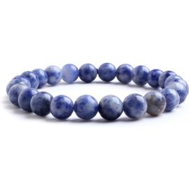 Kal-Dumortierite Amethyste Grenat Aigue Marine ?il De Tigre Peridot Triple Protection Bracelet Pierres Précieuses Guerison Naturelle Lithotherapie Élastique Perles 8mm Unisex