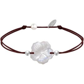 Kal-Bracelet Lien Fleur De Nacre Ivoire Et Perles D'argent 925 -Classics