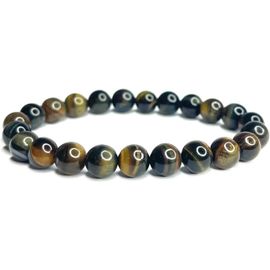 Kal-Bracelet En Oeil De Faucon -Perles De 8mm -Pierre Naturelle Pour Femme, Homme, Ado -Cadeau Anniversaire, Noël, Original -Bien-Être Lithothérapie