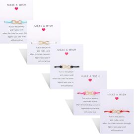 Kal-5 Pcs Bracelet D'amitié Ensemble Avec Carte De Message Faites Un V?u Réglable Bracelet Étoile Coeur À La Main Bracelet Simple Mode Femmes Bijoux Cadeaux