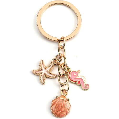 Kal-Porte-Clés En Forme De Coquillage, Étoile De Mer, Porte-Clés Hippocampe, Porte-Clés De Style Côtier, Cadeau Pour Femme, Joli Porte-Clés, Accessoire De Sac Exquis, Argenté, S