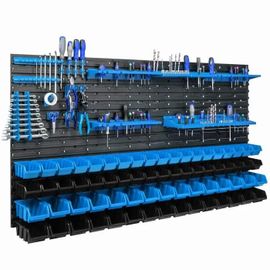 Étagère Murale 156 X 78 Cm Avec 68 Pcs Boîte Bleue Et Noire Plastique V2