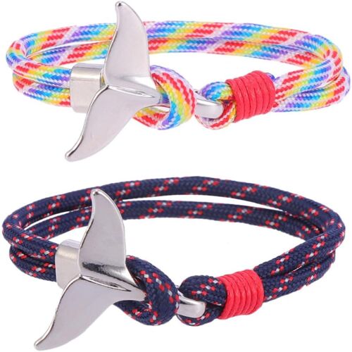 Kal-2 Pièces Bracelet Queue De Baleine De Corde De Survie Bracelet Queue De Baleine Bracelet Queue De Baleine