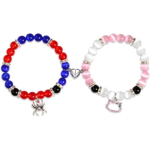 Kal-Bracelets Assortis,Bracelets Relationnels,2pcs Bracelets Magnétiques Pour Couple,Bracelet Pour Petit Ami Petite Amie,Cadeau Mode Pour La Saint-Valentin