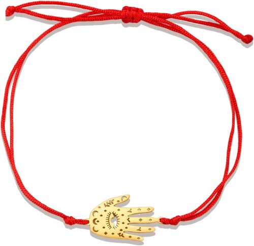 Kal-Fatima Main Bracelet Pour Femmes Hommes En Acier Inoxydable Hamsa Main De Fatima Avec Une Perle Tressée Coloré Bracelet Réglable Talisman Bijoux Cadeau