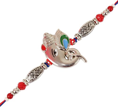 Kal-Rakhi Pour Frère | Bhai Rakhi Avec Carte | Roli Chawal Tika ¿ Bracelet Raksha Bandhan Rakhi Pour Frère Rakhi | Rakhi Pour Bhaiya | Cadeaux Rakhi Pour Frère, 13 Inch Approx., Soie