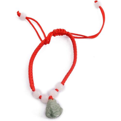 Kal-Feng Shui Kabbale Bracelet Cordon Rouge Avec Jade Bouddha Rieur + Gratuit Rouge String Bracelet Sku: M1078