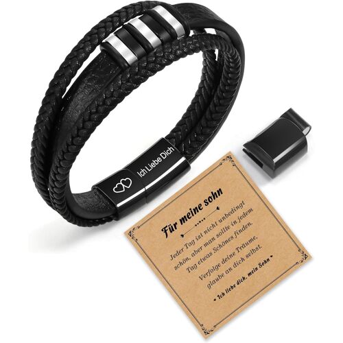 Kal-Bracelets Pour Hommes, Bracelets En Cuir Pour Hommes, Bracelets En Acier Inoxydable Pour Hommes, Cadeaux Pour Hommes, Fils, Cadeaux D'anniversaire, Noël, Je T'aime-Bracelets Gravés