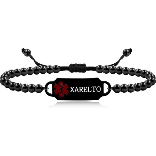 Kal-Bracelet Médical D'urgence Perlé Personnalisé, Symbole Médical Croix-Rouge, Identification Médicaments Et Allergies Bijou, Bracelet D'alerte Médical En Perles D'acier Inoxydable Et Cuivre