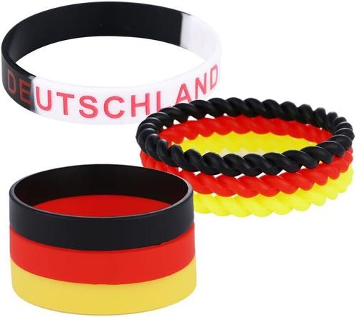 Kal-Lot De Bracelets En Silicone Pour Fan De L'allemagne - Noir, Rouge, Jaune - Plusieurs Bracelets Individuels Et Un Bracelet Noir Et Blanc.