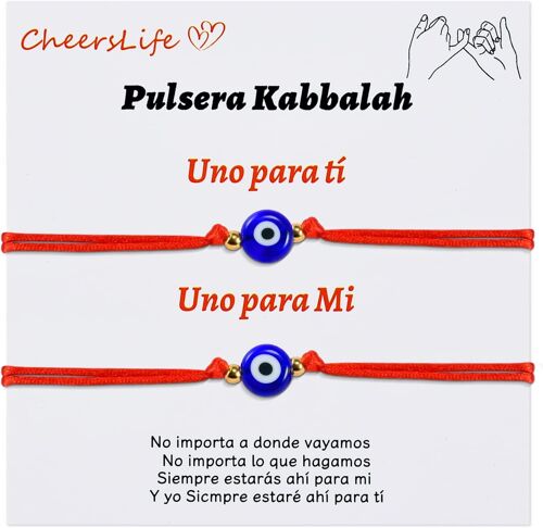 Kal-2 Pièces Bracelet Kabbalah Noeud Fil Bracelet Protection Mauvais ?Il Fil Rouge Bracelet Protection Bracelet Porte Bonheur Femme Bracelet Homme Bracelet Couple Amoureux Pour 2 Cadeau Couple