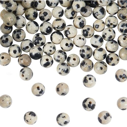 Kal-4 Rangs Environ 332 Pcs Perles De Jaspe Dalmatien Naturel, Perles Rondes En Vrac De 4mm Pierres Précieuses En Vrac Pour Bricolage Artisanat Collier Bracelet Fabrication De Bijoux