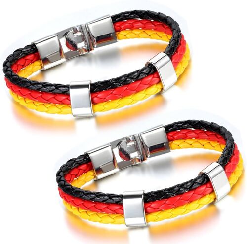 Kal-Uefa Euro Cup 2016 Lot De 2 Bracelets En Cuir Pour Allemagne Italie Espagne Porugal France Angleterre