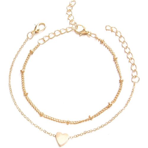 Kal-Bracelet Bohème En Forme De Coeur - Chaîne De Poignet Créative Pour Femmes Et Filles, 16 5 Cm, Métal