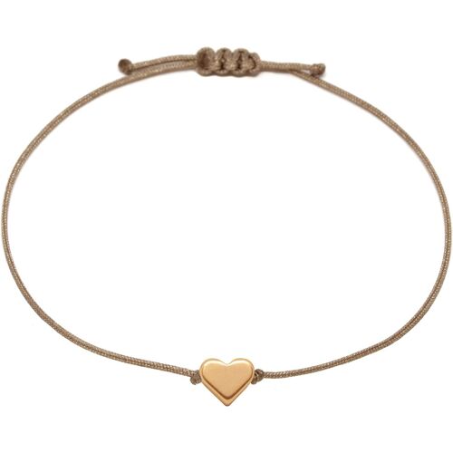 Bracelet Coeur En Or Rose Pour Filles - Fait À La Main Avec Boîte-Cadeau (Or Rose - Marron) (Taille Ajustable)