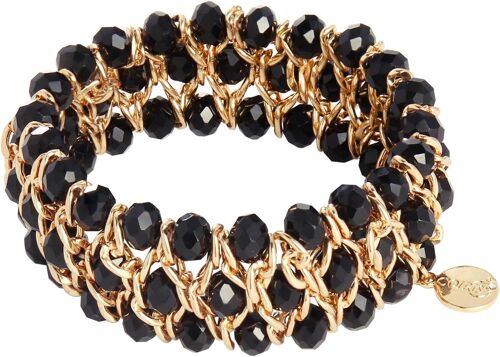 Kal-Bracelet Jonc En Perles De Verre Avec Cordon Élastique En Alliage - Cadeau Pour Femme