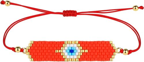 Kal-Réglable Brin Bracelet Tressé À La Main Mauvais Oeil Perles Bracelet Amitié Bijoux Pour Femmes