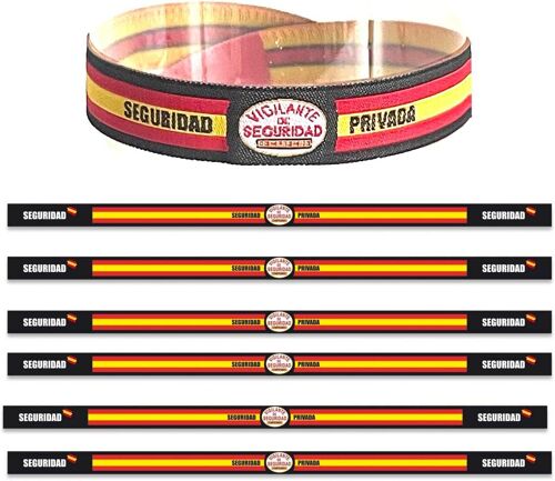 KAL-Lot De 6 Bracelets De Sécurité Privée, En Tissu Et Fil Tricoté. Dimensions : 30 X 1,4 Cm, Nouables Et Réglables, Unisexes, Résistants Et Lavables, 30 X 1,4 Cms, Tissu Et Fil Tricoté