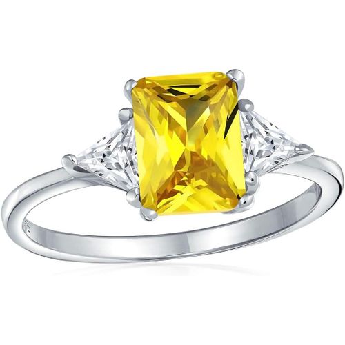 Kal-Bague De Fiançailles Style Art Déco Cocktail Avec Grenat Vert, Améthyste, Pierre Précieuse Taille Émeraude Pour Femmes, Plaqué Or Jaune Rose En Argent Sterling .925
