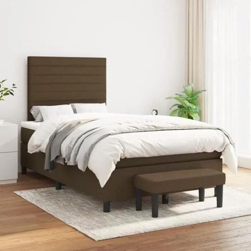 Vidaxl Lit À Sommier Tapissier Avec Matelas Marron Foncé 120x200 Cm