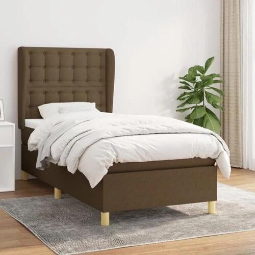 3128800 vidaXL Lit à sommier tapissier avec matelas Marron foncé 80x200 cm
