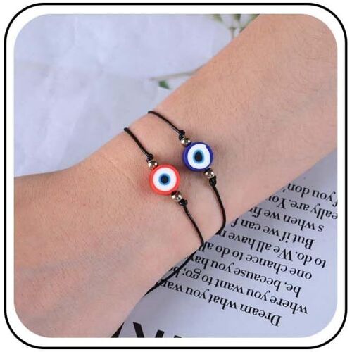 Kal-Boho Bracelet Oeil Maléfique Bracelet De Cheville Bracelet Noir Bracelet Nazar Bracelet Protection Chanceux Bracelet Grec Oeil Rouge Bracelet Bijoux Pour Femmes Hommes Bracelet Ajustable