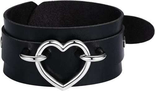 Kal-Bracelet En Cuir Punk Rock - Bracelet Tressé Large Pour Homme - Réglable - Alliage