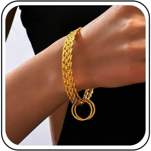 Kal-Ensemble De Bracelets En Or Pour Femmes Bracelet Rond Mince Torsadé Empilé Bracelets À Bracelets Multiples Ethniques Indiens Tenue Bijoux Fantaisie (4pcs)