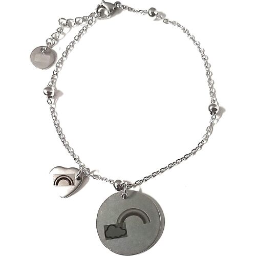 Kal-Bracelet Femme Avec Pendule Arc-En-Ciel En Acier #Idée Cadeau#Emballage Inclus#Émotionnel#Charms#Made In Italy#Livraison Gratuite, Acier Allié