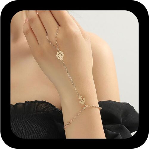 Kal-Bracelets De Gouvernail Boho Chaîne D'esclave Ancre Vintage Bracelet De Gouvernail Bracelet D'ancre Nautique Bracelets De Gouvernail Bracelet D'esclave Ajustable Pour Femmes