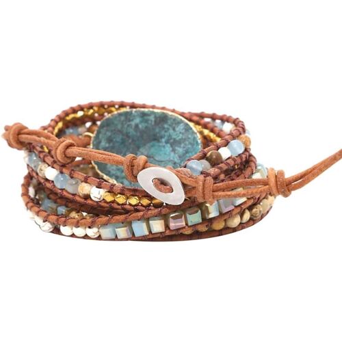 Kal-Bracelet Boho En Cuir Avec Perles Pour Femme Et Fille