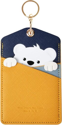 KAL-Porte Badge Avec Porte-Cartes, Porte Badge Tour De Cou, Porte Badge Enrouleur, Porte Carte Verticale Dure, Pour Carte Bancaire, Carte De Bus, Clé, Carte D'Identité(Ours)
