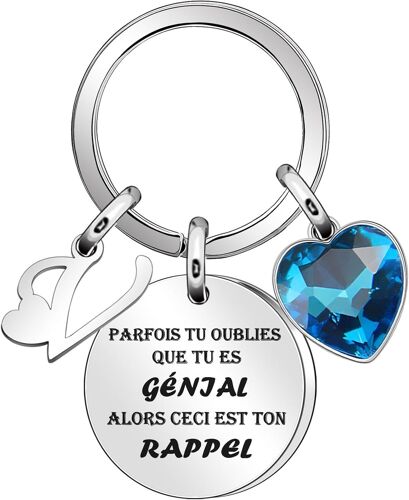 Kal-Porte-Clés D'inspiration, Pendentif Porte-Clés Argenté A-Z 26 Lettres Initiales Parfois Tu Oublies Que Tu Es Génial, Alors Ceci Est Ton Rappel Pour Fille,S?ur,L'amie Et Mère.
