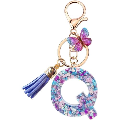 KAL-Porte Clé Femme Nom Lettre Initiale Porte Clef Femme Porte-Clés Fille Keychain Alphabet Papillon Porte Clé Voiture Cadeaux Copines