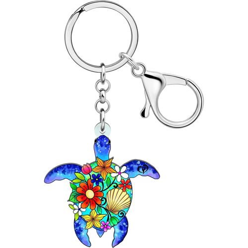 Kal-Porte-Clés Tortue De Mer En Acrylique Porte-Monnaie Porte-Clés Voiture Animaux Marins Bijoux Tortue De Mer Cadeaux Pour Femme Filles Charms D'été