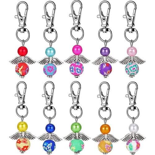 Kal-20 Pcs Ange Fait À La Main Porte Clés, Pendentifs Pour Baptême Mariage, Porte Clés Commémoratif, Porte Clés Ange Gardien, Porte Clés De Faveurs Mariage, Ange Gardien Porte Bonheur, Pour Cadeau Ba