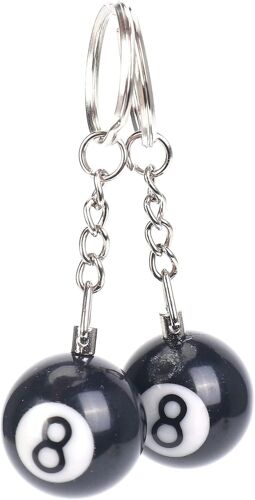 KAL-2Pcs Porte Clef, Porte Clés Boule De Billard Porte-Cles Chanceux No. 8 Boules