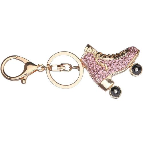 KAL-Patins À Roulettes Shoe Keychain De Cristal Sac Du Pendentif De Clés Titulaire Strass Porte-Clés 11 * 4.3Cm Rose