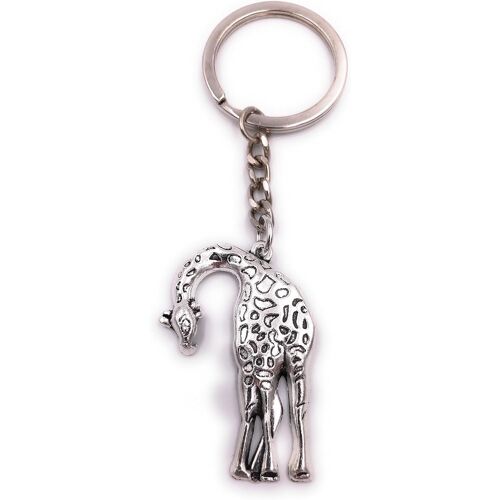 Kal-Giraffe Pendentif Porte-Clés En Métal Argenté
