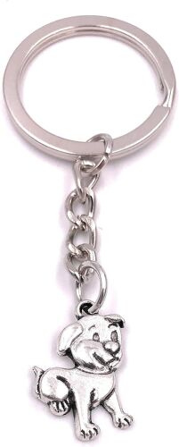 KAL-Dog Belle Square Porte-Clés Pendentif En Métal Argenté